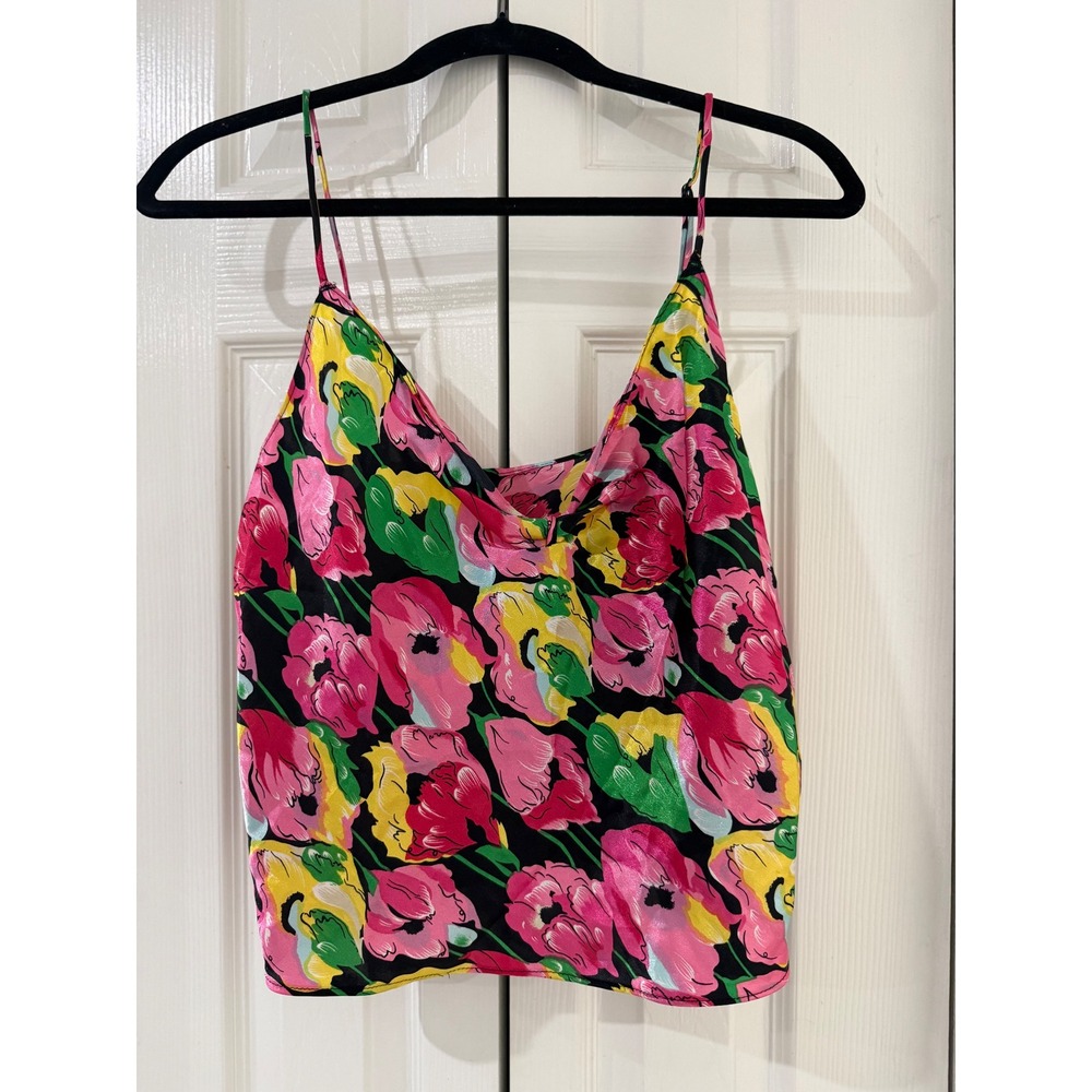 Y2K‎ Vibrant Retro Floral Print Romantic Cami Tank Top Women's Size M USA